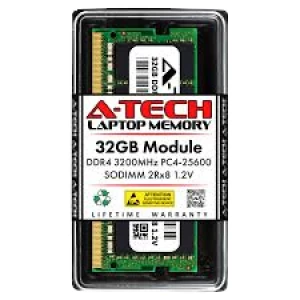 A-Tech 32GB DDR4 3200 MHz UDIMM PC4-25600 (PC4-3200AA) CL22 DIMM 2Rx8 Non-ECC Laptop RAM Memory Module